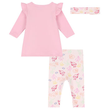 Baby Girls Pink Logo & Animals Leggings Set